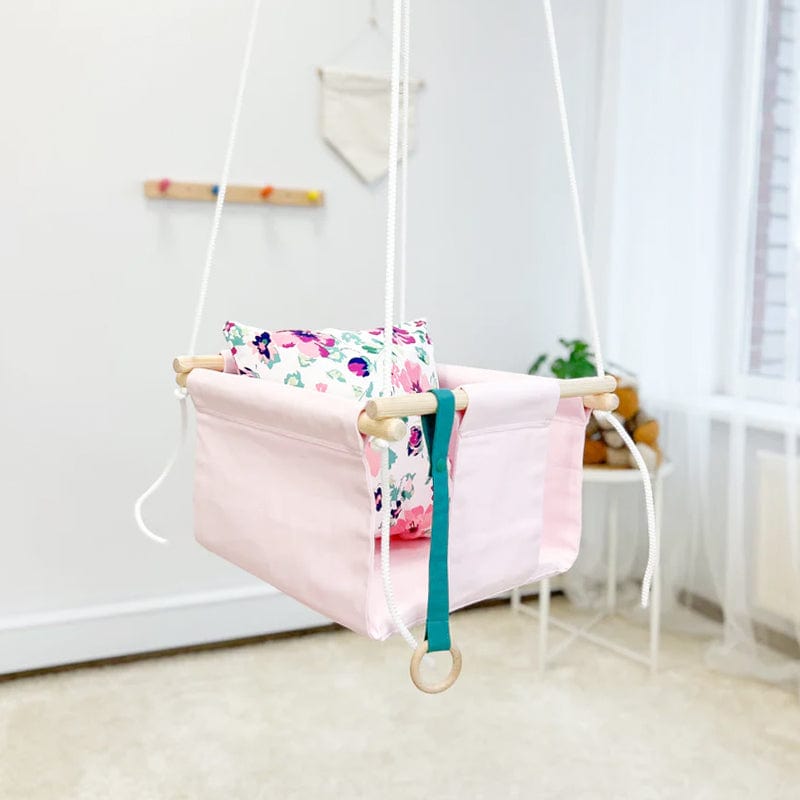 Balançoire Bébé Intérieur Bois Rose